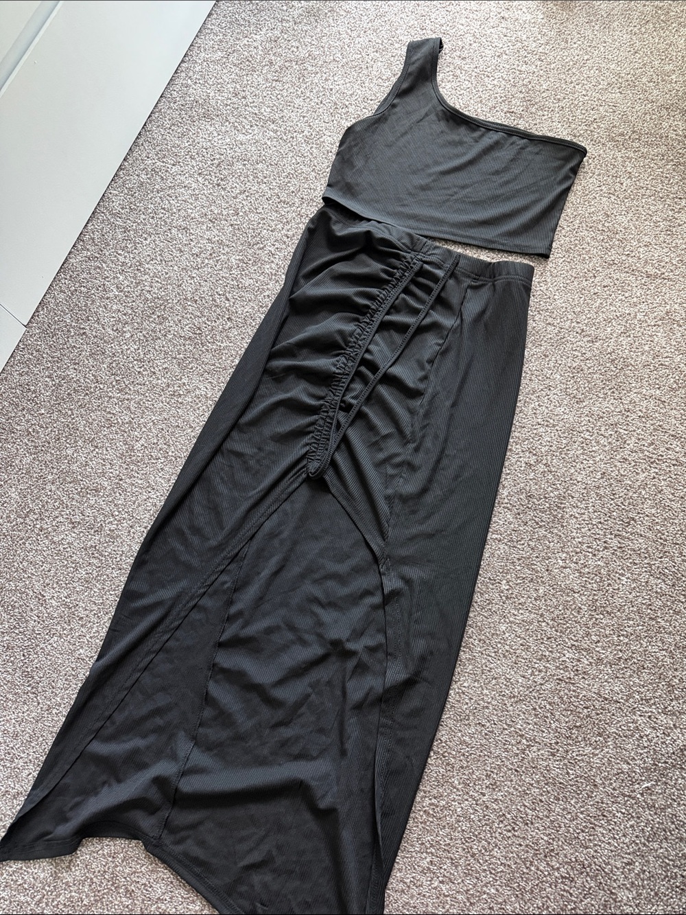 SHEIN Black One-Shoulder Asymmetrical Maxi Dress